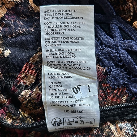 Free People Camille Top Black Embellished Blouse Black Purple Gold Sparkle XS - Picture 13 of 14